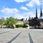 Panoramic shot of Place Guillaume II (Wilhelmsplatz) is town square in Luxembourg City